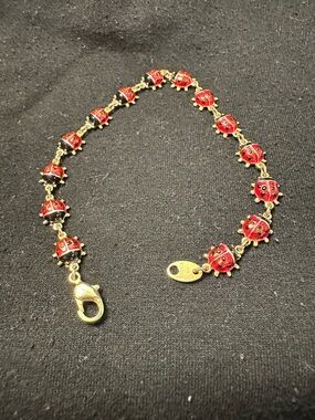 Avon Gold-Tone Red Ladybug Link Bracelet